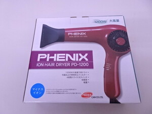 a 新品/未使用品　PHENIX/フェニックス　1200w　マイナスイオン　大風量ドライヤー　PD-1200
