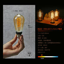 億米 ST58 6W（60W相当）2個入 2500K茶色 日本初 新古典風 LED電球 フィラメント E26 エジソンランプ レトロ風 調光非対応 【日本特許取得_画像3