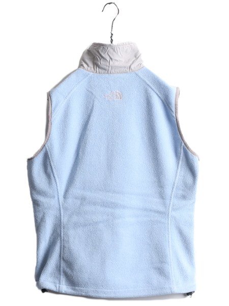 ノースフェイス フルジップ フリース ベスト レディース M / 古着 The North face アウトドア ハイネック 重ね着 前開き ワンポイント 薄青 ノースフェイス フルジップ フリース ベスト レディース M / 古着 The North face アウトドア ハイネック 重ね着 前開き ワンポイント 薄青