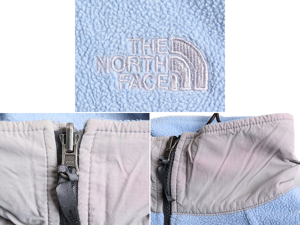 ノースフェイス フルジップ フリース ベスト レディース M / 古着 The North face アウトドア ハイネック 重ね着 前開き ワンポイント 薄青 ノースフェイス フルジップ フリース ベスト レディース M / 古着 The North face アウトドア ハイネック 重ね着 前開き ワンポイント 薄青