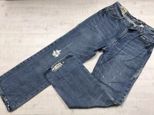 アバクロンビー&フィッチ Abercrombie&Fitch ダメージ加工 デニム パンツ ジーンズ ボトムス メンズ ジップフライ ブーツカット 36 青