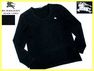 大人気サイズ L(3) バーバリーブラックレーベル ホワイトホース刺繍 凸凹イントレチャート総柄 カットソー