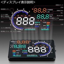 HUD ヘッドアップディスプレイ A8 OBD2 5.5インチ 大画面 カラフル 車載スピードメーター フロントガラス 6ヶ月保証「HUD-A8-OBD.B」_画像6