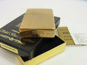 (XX91) 美品 希少 Zippo 1992年 #204 SOLID BRASS エラー刻印 製造月 刻印なし ヴィンテージ ゴールド ソリッドブラス
