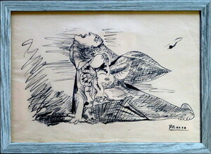 パブロ ピカソ Pablo Picasso ゲルニカ Guernica 1937年 ミクストメディア ピカソミュージアム認証 油彩 水彩 パステル 肉筆 原画 模写