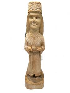 T5 アイヌ　女性　民芸品　彫刻　アイヌ模様　骨董品　中古　アンティーク雑貨　メノコ　木彫り