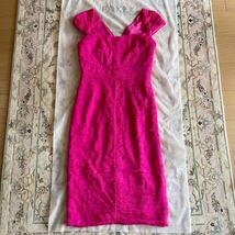 タダシショージ TADASHISHOJI サイズ6 ピンク 美品 ワンピース ドレス 平置き着丈100cm 身幅41cm ウエスト33cm ヒップ43cm 裾41cm 伸縮性有_画像1