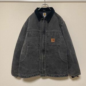 00s Carhartt カーハート トラディショナル コート 古着 ダック LARGE スミ黒 フェード ワークジャケット メキシコ製