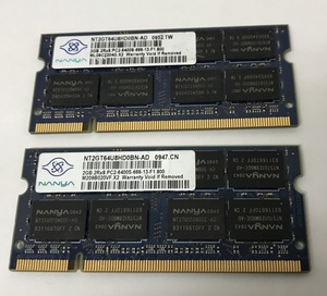 NANYA DDR2-800 2GB 2枚組 1セット 4GB DDR2 ノート用メモリ 200ピン DDR2-800 2GB 2枚で 4GB DDR2 LAPTOP RAM
