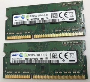 SAMSUNG 1Rx8 PC3L-12800S 4GB【2GB×2枚組=4GB】DDR3L ノートPC用 メモリ 204ピン DDR3L-1600 2GB 2枚 ECC なし DDR3L LAPTOP RAM