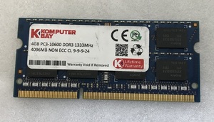 K KOMPUTER PC3-10600S 4GB DDR3ノートPC用 メモリ DDR3-1333 4GB PC3-12800 4GB ノート用メモリ DDR3 LAPTOP RAM