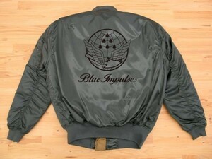 航空自衛隊 Blue Impulse カーキ プリントMA-1タイプ 黒 LL Printedジャケット ミリタリーブルゾン ブルーインパルス