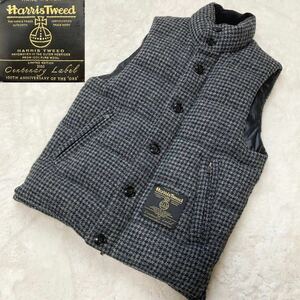 ハリスツイード × エディフィス 極美品【100周年 特別限定品】 HARRIS TWEED × EDIFICE ダウンベスト フェザー グレー 千鳥柄 M 位 