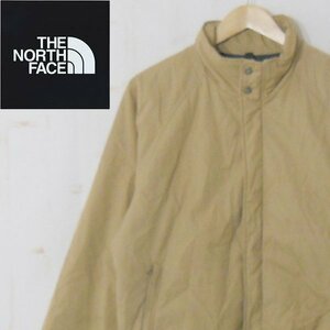 ノースフェイスTHE NORTH FACE■茶タグ 中綿入り ジップジャケット ロゴ刻印ボタン■LL■ベージュ ※NK3n17173