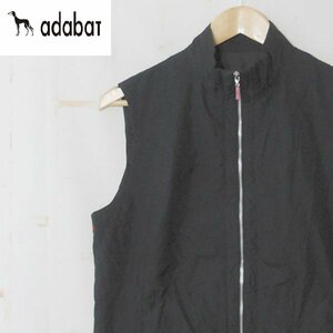 アダバットadabat■ジップアップ ベスト ロゴテープデザイン 背面メッシュ ロゴ刺しゅう■2■ブラック ※NK3n17322