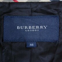 バーバリーBURBERRY LONDON■シルク混 ノーカラー ジャケット 総柄 ロゴ入りボタン 日本製 /三陽商会■38■ブラック ※NK3d14203_画像5