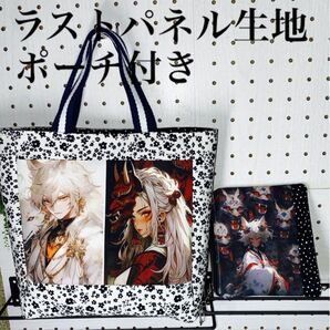 イラストパネル生地トートバッグ ハンドメイド