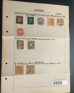 4989 アンティーク希少なドイツの切手いろいろ 1850年から 台紙に軽くとめてあります