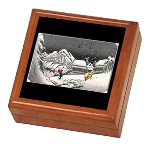 歌川広重『 東海道五十三次 蒲原 』の写真タイル付き小物入れ（Jewelry Box）（ 浮世絵シリーズ ）　