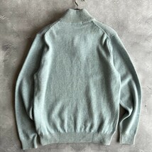 美品 / Aquascutum アクアスキュータム / 上質 カシミヤ 混紡 ハーフジップ ハイネック ニット セーター / メンズ L サイズ / 水色 日本製_画像9