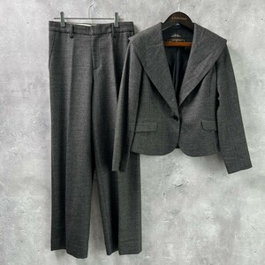 最高級生地 レキップ ヨシエイナバ × Loro Piana ロロピアーナ 別注 広襟 パンツ スーツ 上下 セットアップ 38 (M) レディース グレー