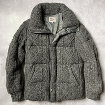 美品 The DUFFER of St.GEORGE メンズ S サイズ ケーブル編み ウール ニット ダウン ジャケット / グレー ブルゾン 秋冬 防寒 ダファー_画像2