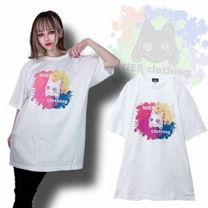 新品 未使用 / NieR CLOTHING ニーア クロージング / PAINT NIER WHITE CUTSEW 半袖 Tシャツ / ユニセックス XL サイズ / 白 プリント