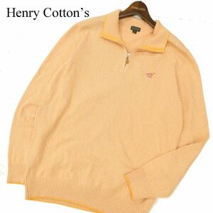 Henry Cottons ヘンリーコットンズ 秋冬 胸刺繍★ ハーフジップ ニット セーター Sz.L　メンズ 日本製　C3T10795_B#K