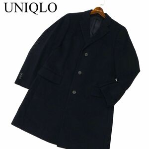 UNIQLO ユニクロ 秋冬 ウール カシミヤ★ チェスター コート Sz.M　メンズ ネイビー　C3T10762_B#N