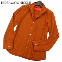 HIDEAWAYS NICOLE ハイダウェイ ニコル 秋冬 長袖 襟ワイヤー★ ジオメトリック柄 ジャカード シャツ Sz.46　メンズ　C3T10844_B#B_画像1