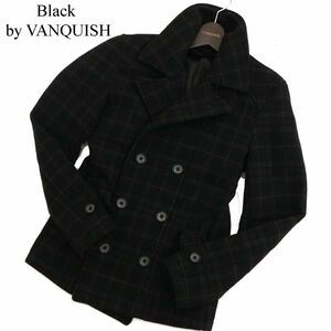 Black by VANQUISH ヴァンキッシュ 秋冬 チェック柄 メルトンウール★ Pコート Sz.S　メンズ　C3T10864_B#N