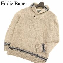 Eddie Bauer エディーバウアー 秋冬 ウール混★ ショールカラー ニット セーター Sz.XL　メンズ 大きいサイズ アウトドア　C3T10857_B#N_画像1