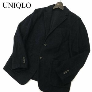 UNIQLO ユニクロ 秋冬 ウール混★ ニット ジャージー テーラード ジャケット Sz.M　メンズ ネイビー　C3T10871_B#N