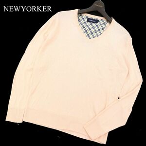 NEWYORKER ニューヨーカー 通年 Vネック コットン ニット セーター Sz.M　メンズ ピンク　C3T11106_B#L