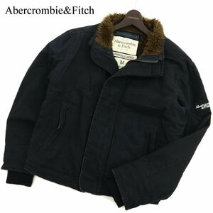 Abercrombie&Fitch アバクロンビー＆フィッチADIRONDACK JACKET ロゴ刺繍 裏ボア デッキ ジャケット Sz.M　メンズ ネイビー　C3T11103_B#N