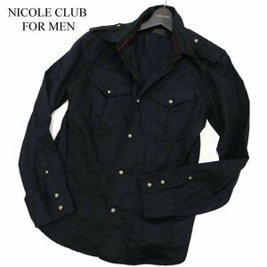 NICOLE CLUB FOR MEN ニコルクラブ フォーメン 通年 長袖 ミリタリー ワーク シャツ Sz.48　メンズ 黒　C3T11289_C#C