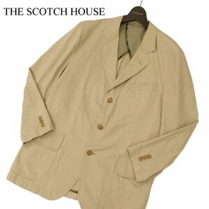 THE SCOTCH HOUSE スコッチハウス 通年 背抜き 3B ヘリンボーン★ アンコン テーラード ジャケット Sz.M　メンズ ベージュ　C3T11285_C#O