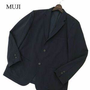 MUJI 無印良品 通年 ストレッチ★ 2B テーラード ジャケット Sz.XL　メンズ ネイビー 大きいサイズ　C3T11284_C#O