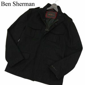 Ben Sherman ベンシャーマン 秋冬 ロゴ刺繍★ ミリタリー フィールド ジャケット ブルゾン Sz.L　メンズ 黒　C3T11410_C#N