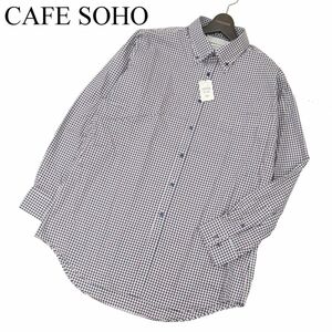 【新品 未使用】 CAFE SOHO × Keechdesign カフェソーホー 通年 長袖 ハウスチェック シャツ Sz.LL　メンズ 大きいサイズ　C3T11462_C#C