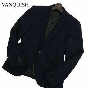 VANQUISH ヴァンキッシュ 秋冬 総裏 ウール★ 1B スリム アンコン テーラード ジャケット Sz.L　メンズ ネイビー　C3T11328_C#N