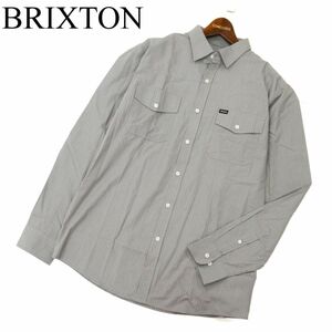 【新品 未使用】 BRIXTON ブリクストン 通年 【MEMPHIS L/S WOVEN】 長袖 ワーク ストライプ シャツ Sz.M　メンズ グレー　C3T11521_C#C