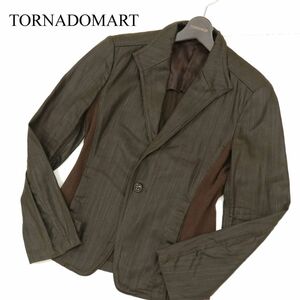 TORNADOMART トルネードマート 通年 背抜き 襟ワイヤー★ 切替 イタリアンカラー テーラード ジャケット Sz.M　メンズ　C3T11492_C#O