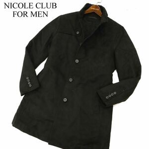 NICOLE CLUB FOR MEN ニコルクラブ フォーメン シンサレート 中綿★ Fスウェード ナポレオンカラー コート Sz.46　メンズ 黒　C3T11342_C#N