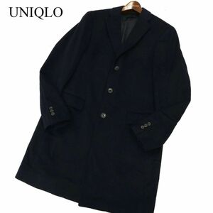 UNIQLO ユニクロ 秋冬 ウール カシミヤ★ チェスター コート Sz.L　メンズ ネイビー　C3T11334_C#N