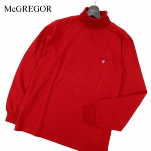 McGREGOR マクレガー 通年 長袖 タートルネック ロゴ刺繍★ カットソー ロンTシャツ Sz.LL　メンズ 大きいサイズ 赤　C3T11549_C#F