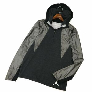 NIKE JORDAN ナイキ ジョーダン DRI FIT ロゴプリント★ ストレッチ ハーフジップ 切替 プルオーバー パーカー Sz.M　メンズ　C3T11525_C#F