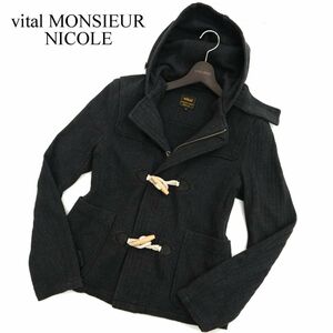 vital MONSIEUR NICOLE ムッシュ ニコル 秋冬 ストレッチ トグル釦 フーディー ジャケット Sz.48　メンズ グレー　C3T11711_C#N