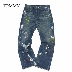 TOMMY トミー ヒルフィガー 通年 ペイント加工★ ストレート デニム パンツ ジーンズ Sz.M　メンズ 日本製　C3B04761_C#R