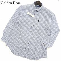 【新品 未使用】 Golden Bear ゴールデンベア 通年 長袖 胸ロゴ★ ボタンダウン チェック シャツ Sz.L　メンズ　C3T11706_C#C_画像1